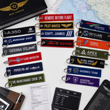 Aviation Flight Tag Keychains | Custom Embroidered Remove Before Flight Jet Tags