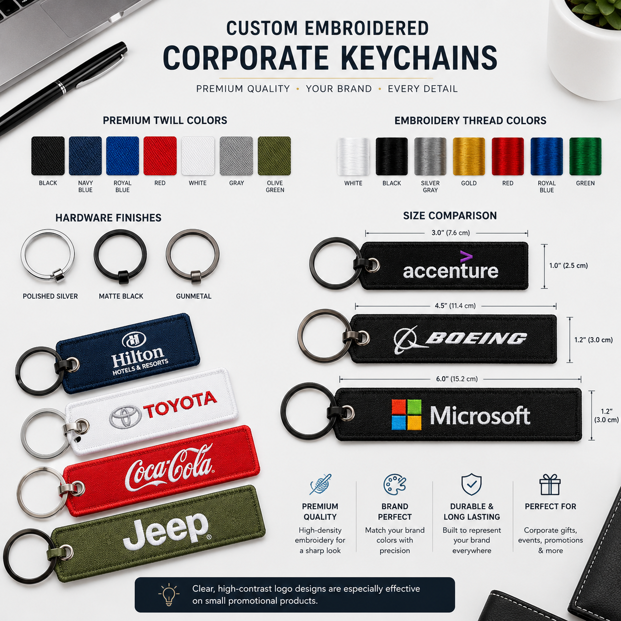 Corporate Embroidered Keychains | Custom Logo Promotional Keychains for Businesses & Events