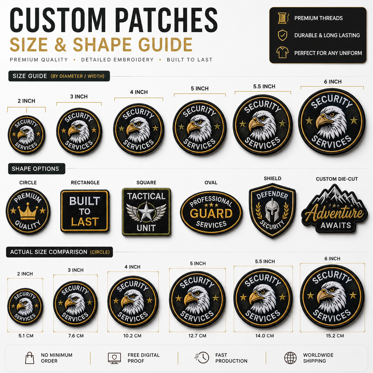Custom Uniform Embroidered Patches | Company, Security, School & Team Logo Patches