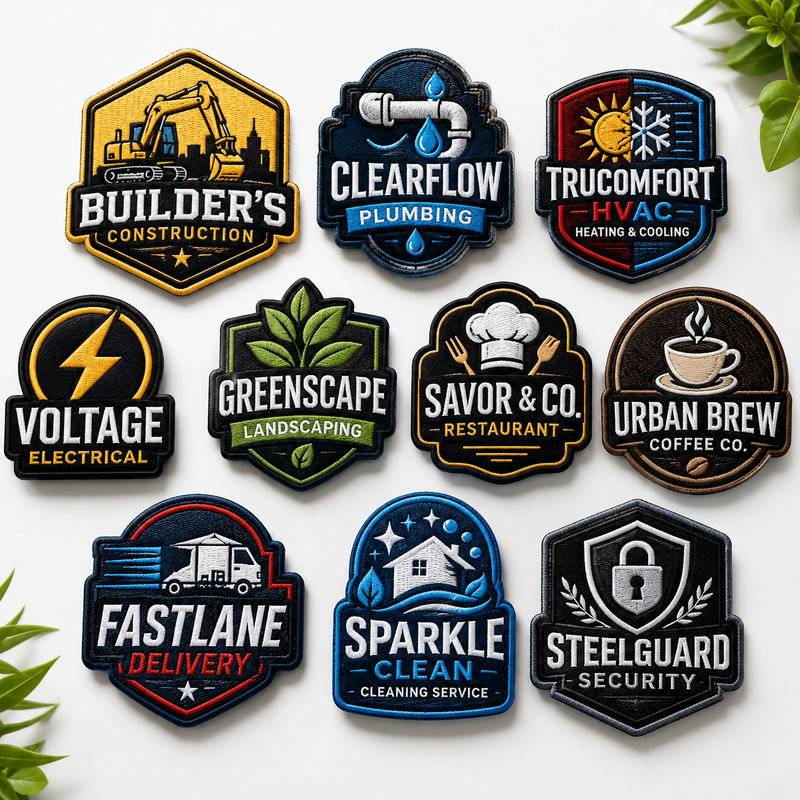Custom Business Logo Patches | Premium Embroidered Iron-On & Sew-On Patches for Uniforms, Caps, Jackets, Workwear & Apparel