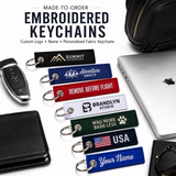 Made-to-Order Embroidered Keychains | Custom Logo, Name & Personalized Fabric Keychains