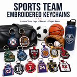 Sports Team Embroidered Keychains | Custom Team Logo, Mascot & Player Name Keychains