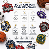 Sports Team Embroidered Keychains | Custom Team Logo, Mascot & Player Name Keychains