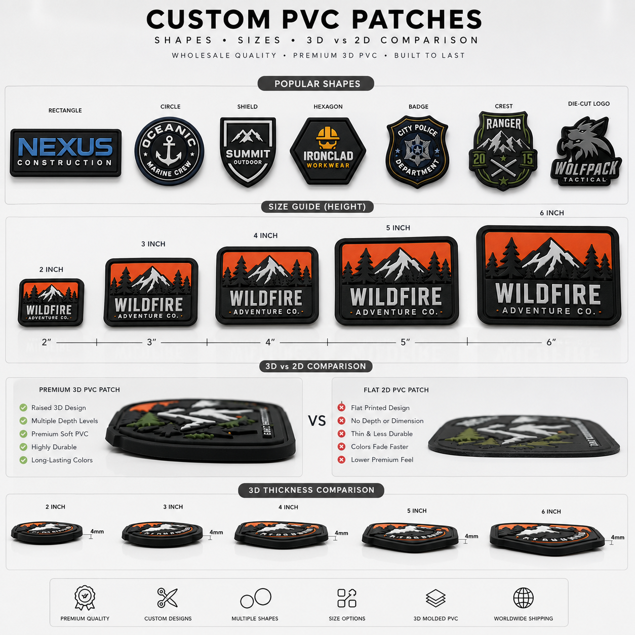 Wholesale Custom PVC Patches | Bulk 3D Rubber Logo Patches for Businesses, Brands & Uniforms