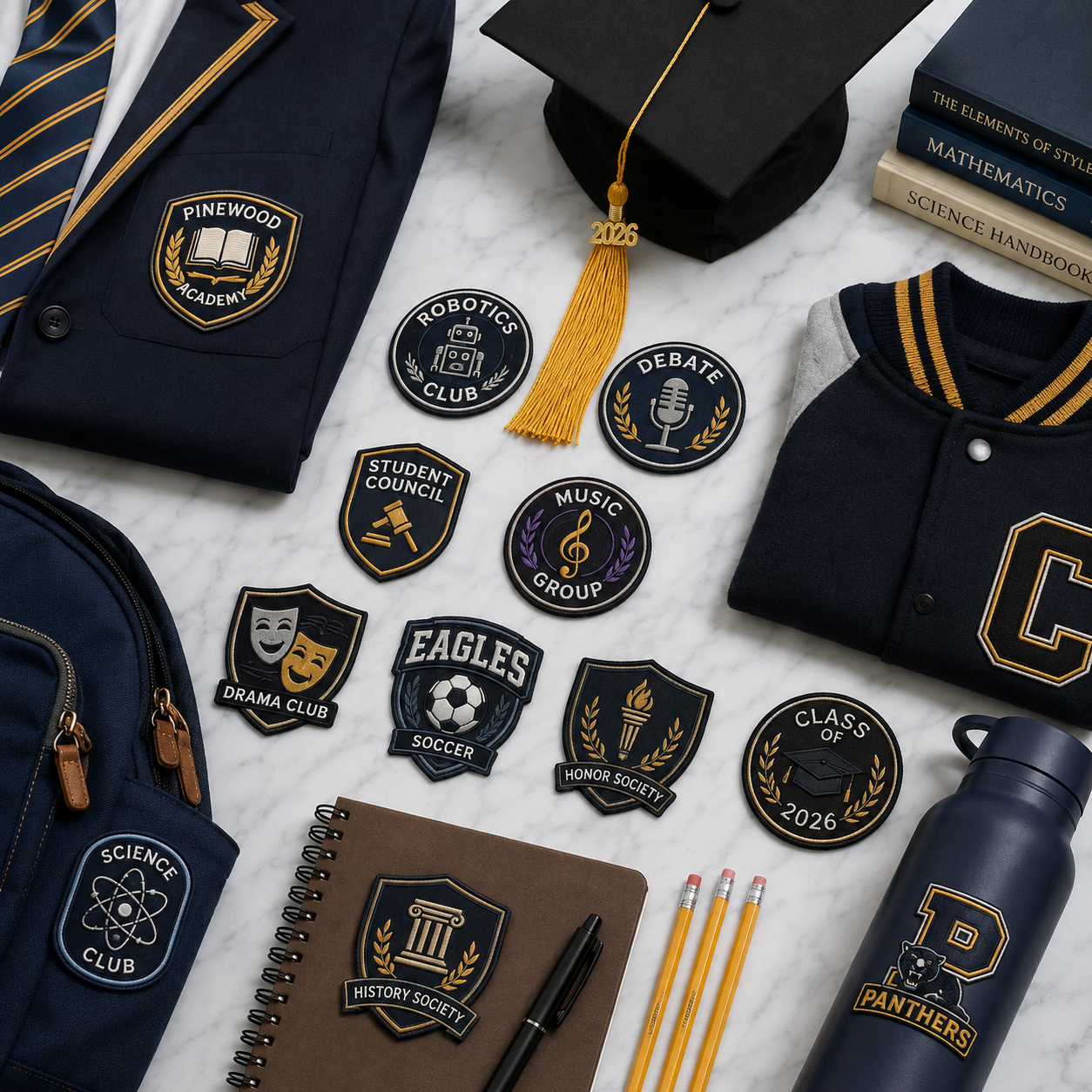School & College PVC Patches | Custom 3D Rubber Logo Patches for Uniforms, Clubs & Teams