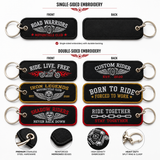 Custom Motorcycle Embroidered Keychains | Personalized Biker Logo & Motorcycle Club Keychains