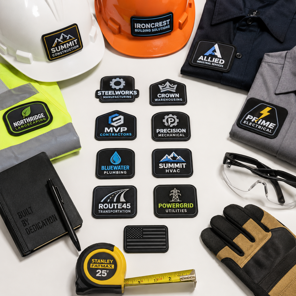 Custom Industrial Uniform PVC Patches | 3D Rubber Logo Patches for Workwear & Safety Uniforms