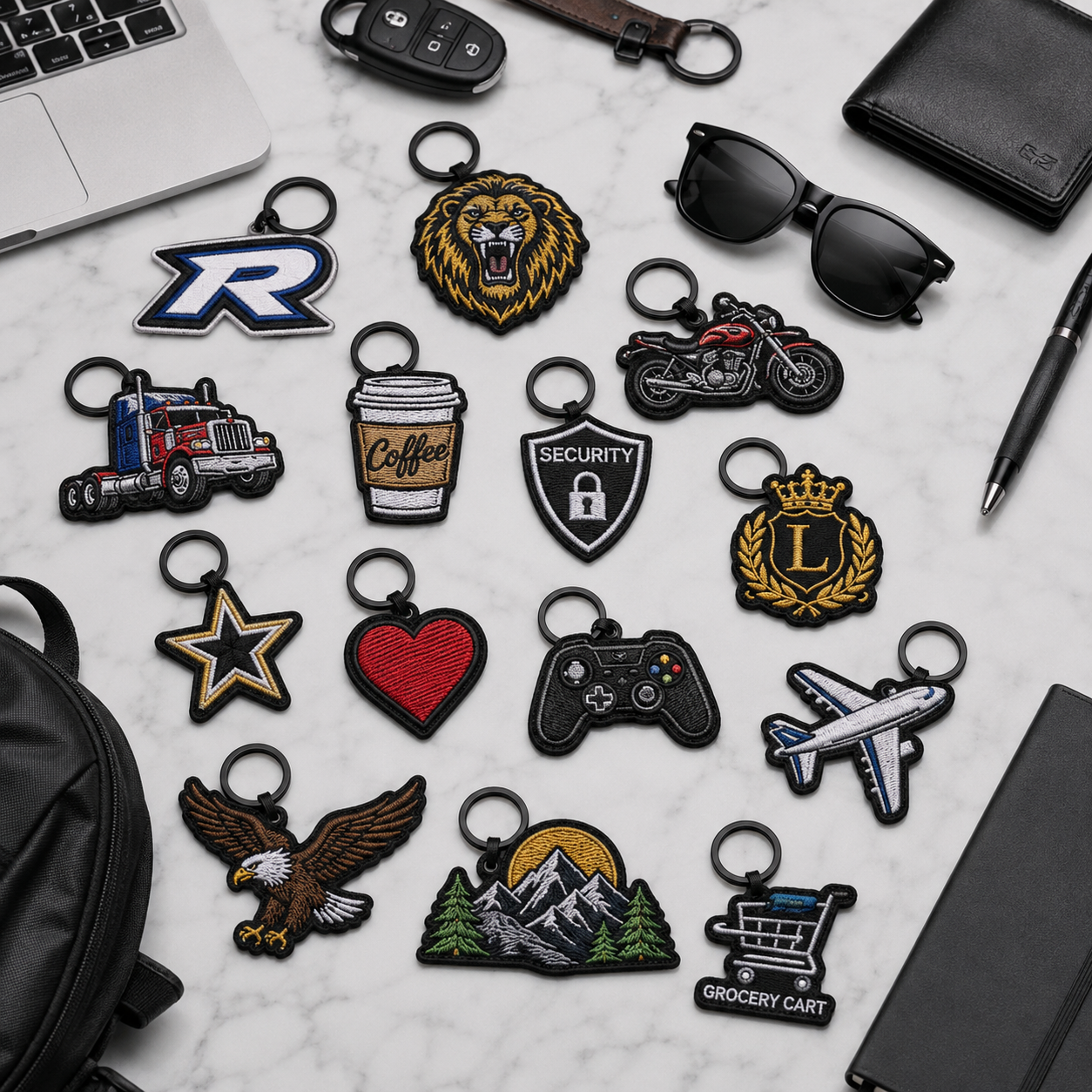 Custom Shape Embroidered Keychains | Personalized Logo Keychains in Any Shape