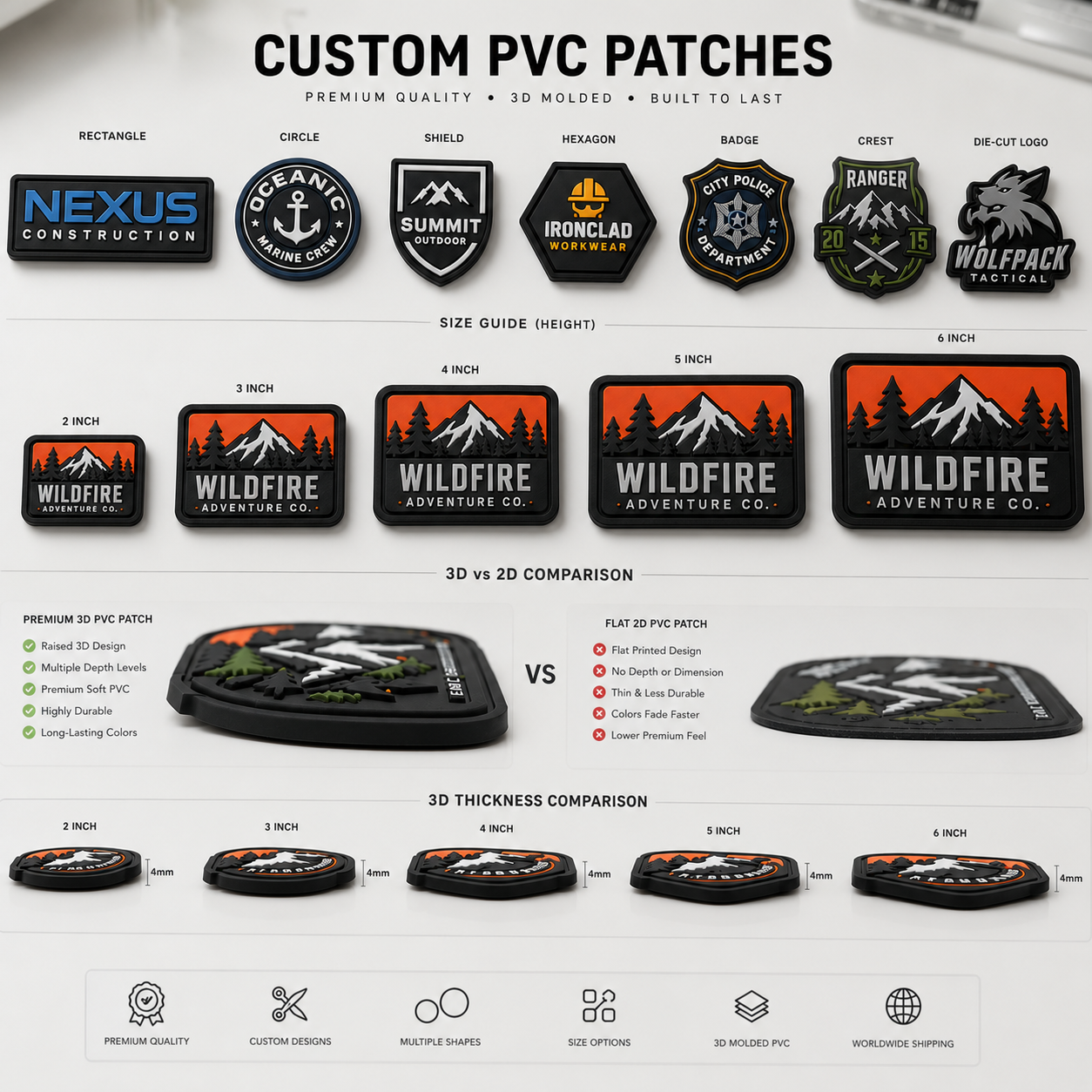 Wholesale Custom PVC Patches | Bulk 3D Rubber Logo Patches for Businesses, Brands & Uniforms