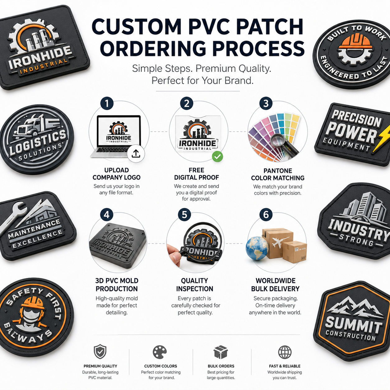Custom Industrial Uniform PVC Patches | 3D Rubber Logo Patches for Workwear & Safety Uniforms