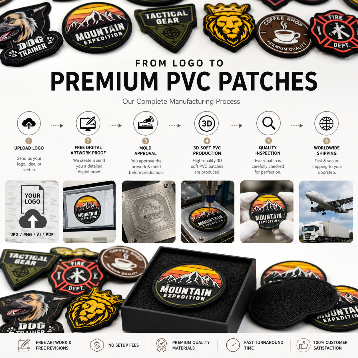 Made-to-Order PVC Rubber Patches | Custom 3D Soft PVC Logo Patches for Brands & Uniforms