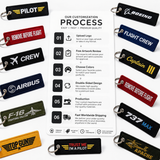 Custom Embroidered Flight Tag Keychains | Personalized Logo, Name & Jet Tag Keychains
