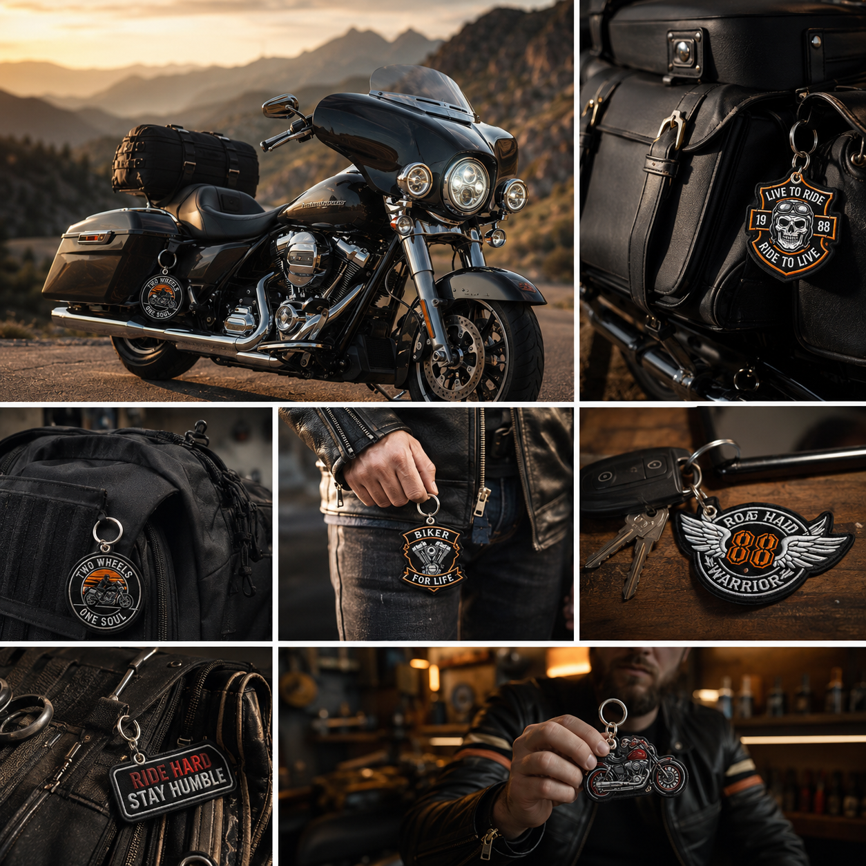 Custom Motorcycle Embroidered Keychains | Personalized Biker Logo & Motorcycle Club Keychains