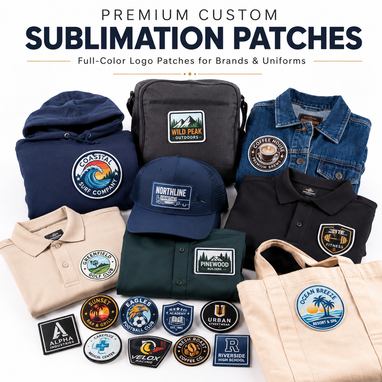 Premium Custom Sublimation Patches | Full-Color Logo Patches for Brands, Uniforms & Businesses