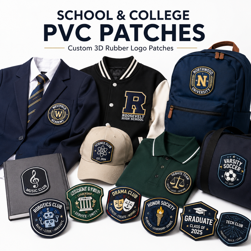 School & College PVC Patches | Custom 3D Rubber Logo Patches for Uniforms, Clubs & Teams