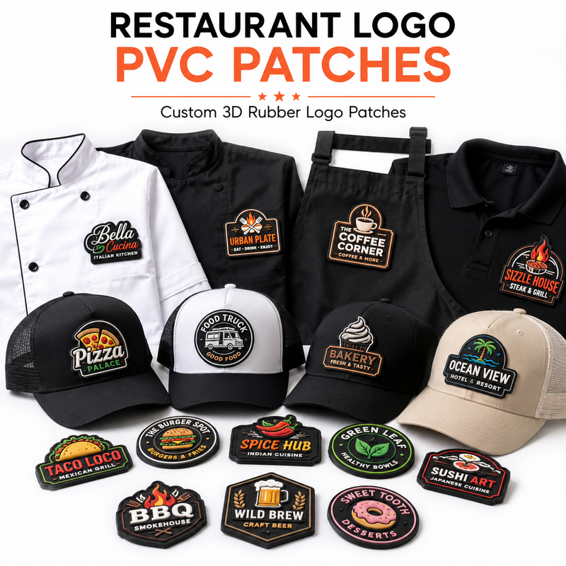 Restaurant Logo PVC Patches | Custom 3D Rubber Logo Patches for Restaurant Uniforms & Aprons