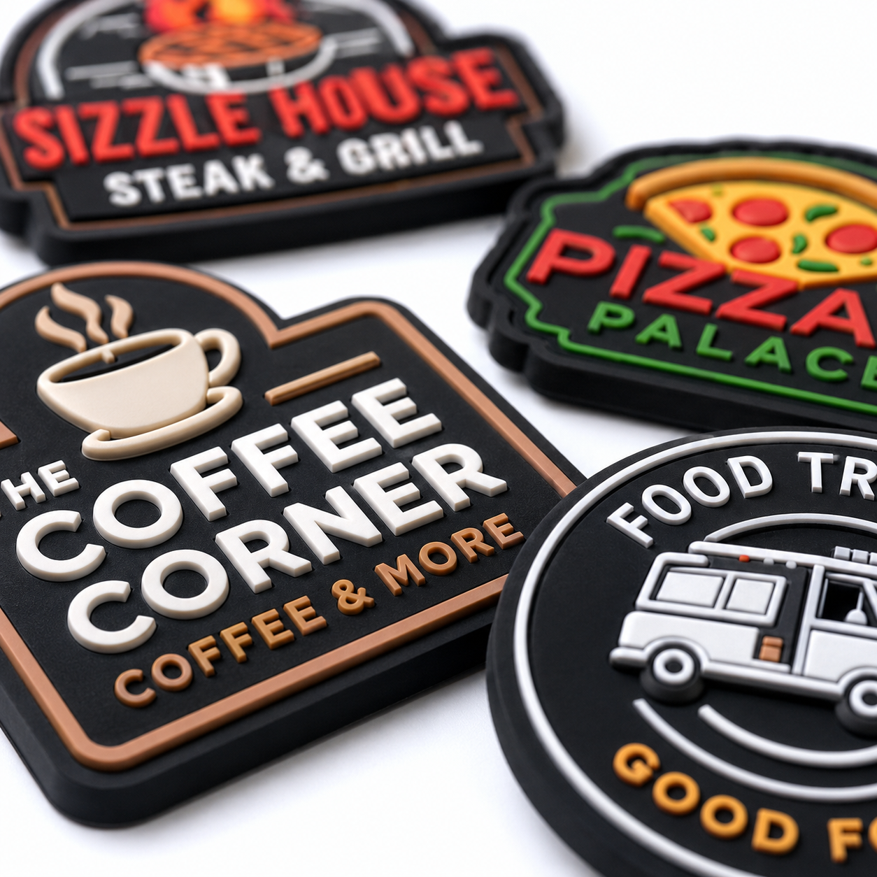 Restaurant Logo PVC Patches | Custom 3D Rubber Logo Patches for Restaurant Uniforms & Aprons