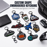 Custom Shape Embroidered Keychains | Personalized Logo Keychains in Any Shape