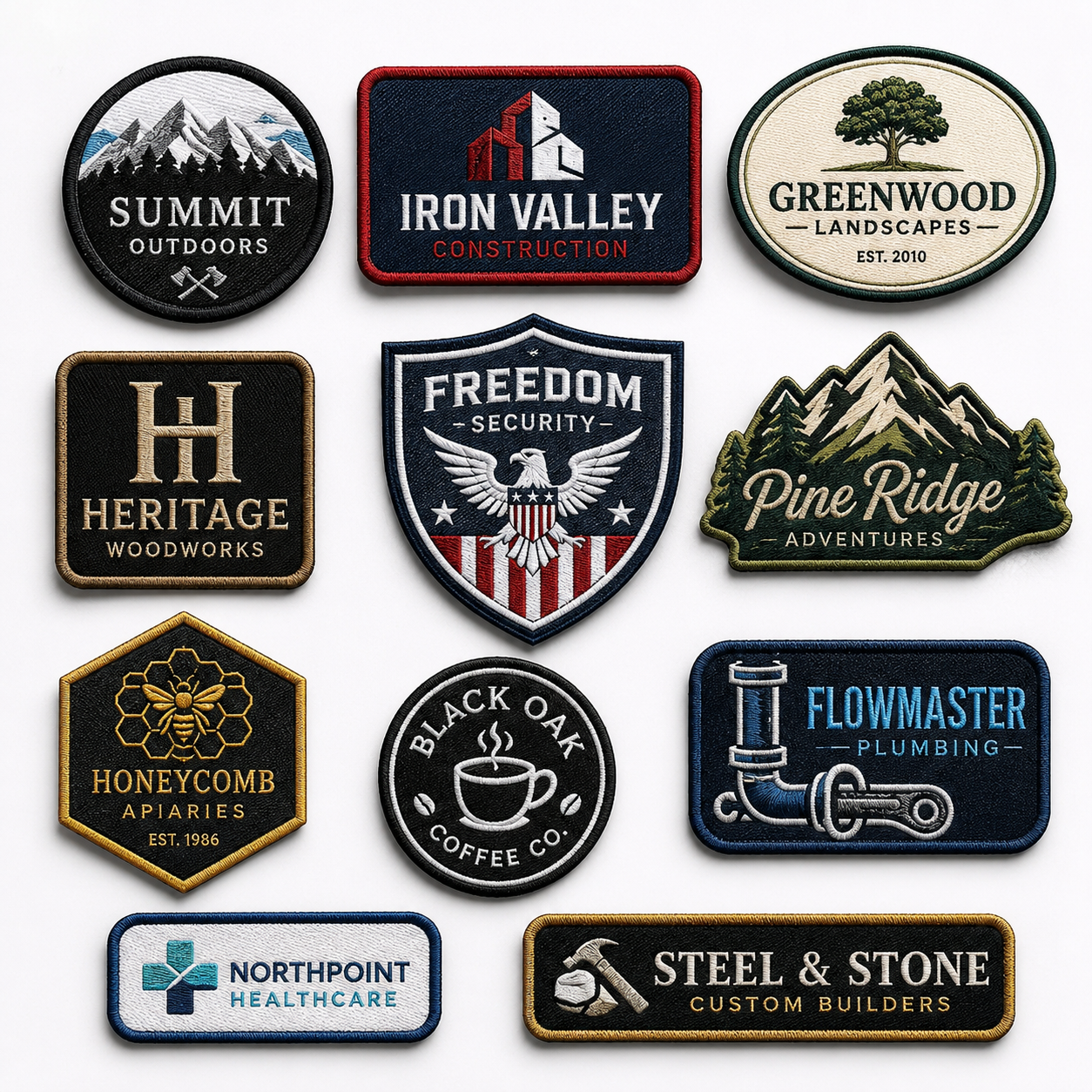 Custom Business Logo Patches | Premium Embroidered Iron-On & Sew-On Patches for Uniforms, Caps, Jackets, Workwear & Apparel