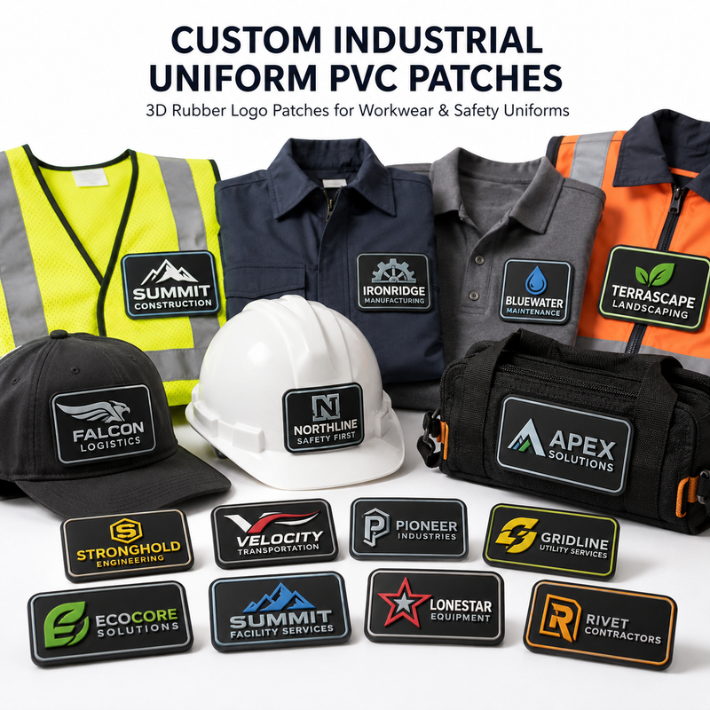 Custom Industrial Uniform PVC Patches | 3D Rubber Logo Patches for Workwear & Safety Uniforms