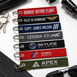 Aviation Flight Tag Keychains | Custom Embroidered Remove Before Flight Jet Tags
