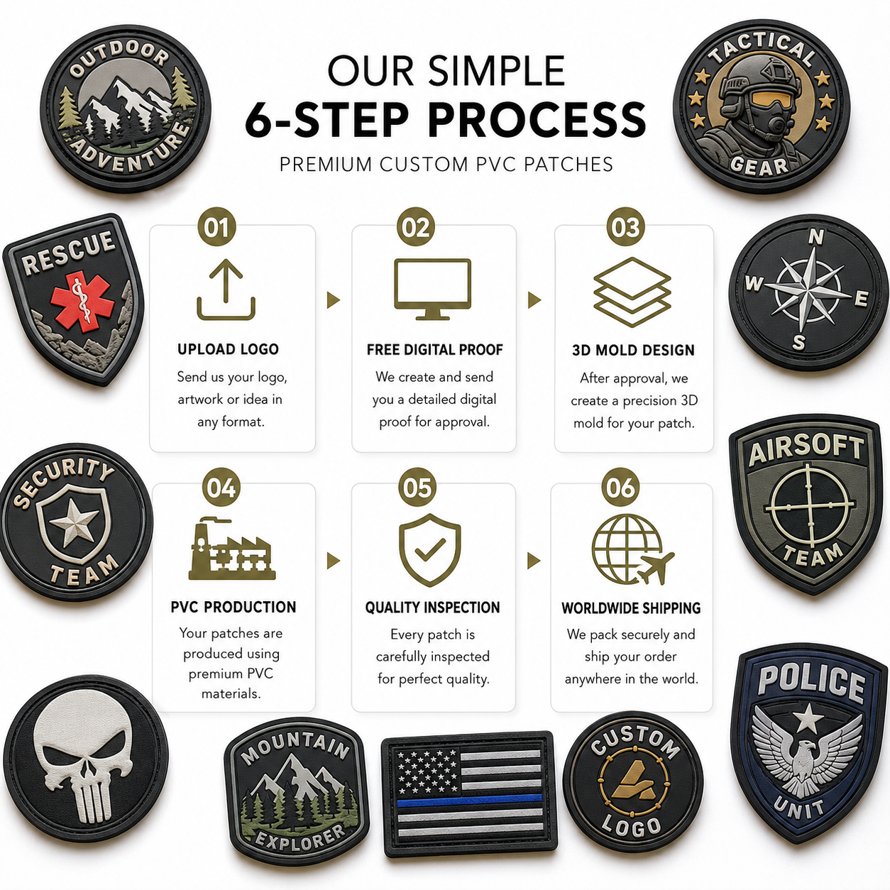 Custom Tactical PVC Patches | 3D Velcro Rubber Morale Patches for Military, Police & Outdoor Gear