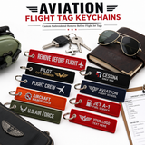 Aviation Flight Tag Keychains | Custom Embroidered Remove Before Flight Jet Tags