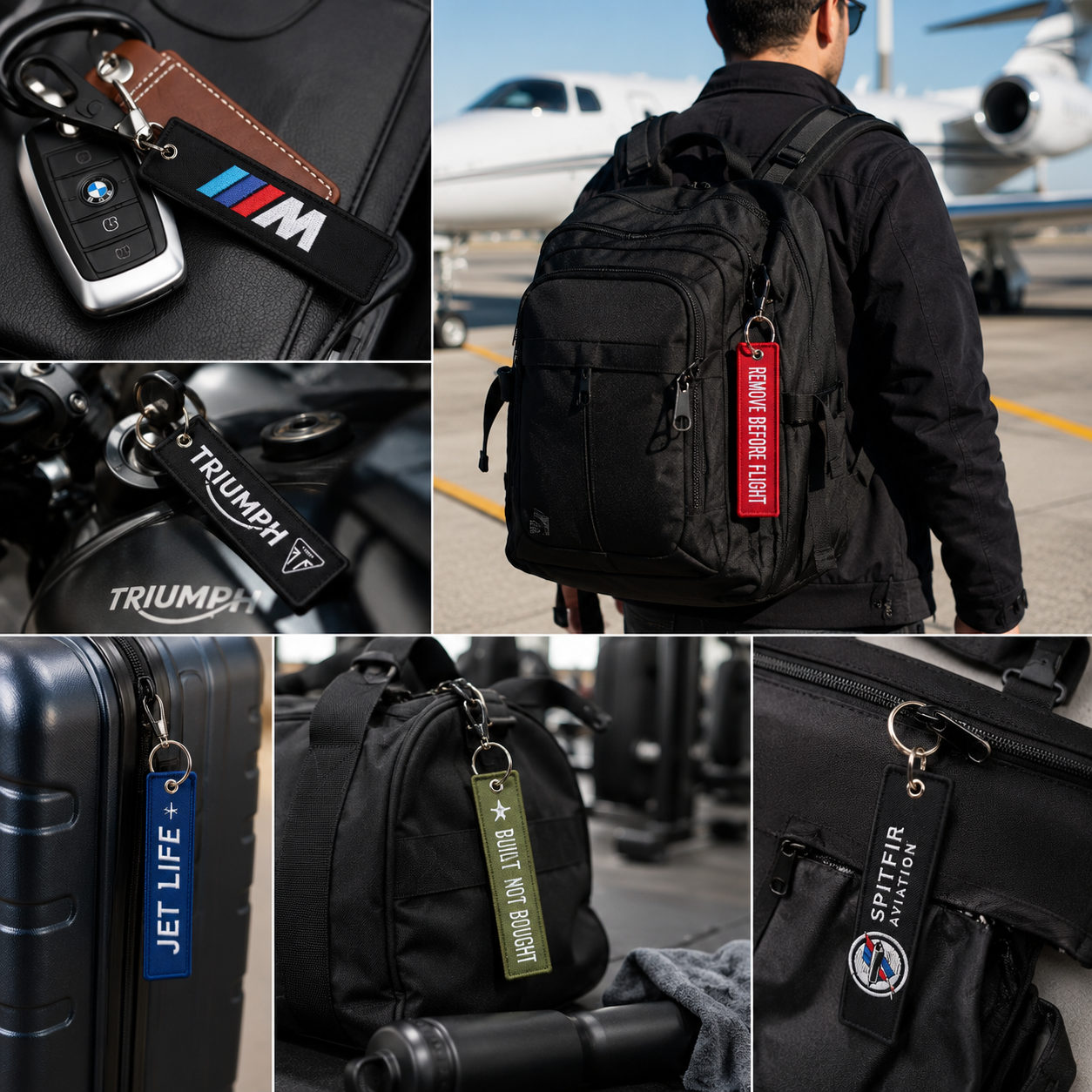 Custom Embroidered Flight Tag Keychains | Personalized Logo, Name & Jet Tag Keychains