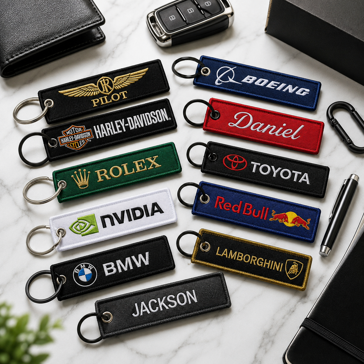 Luxury Custom Embroidered Keychains | Personalized Logo, Name & Premium Promotional Keychains