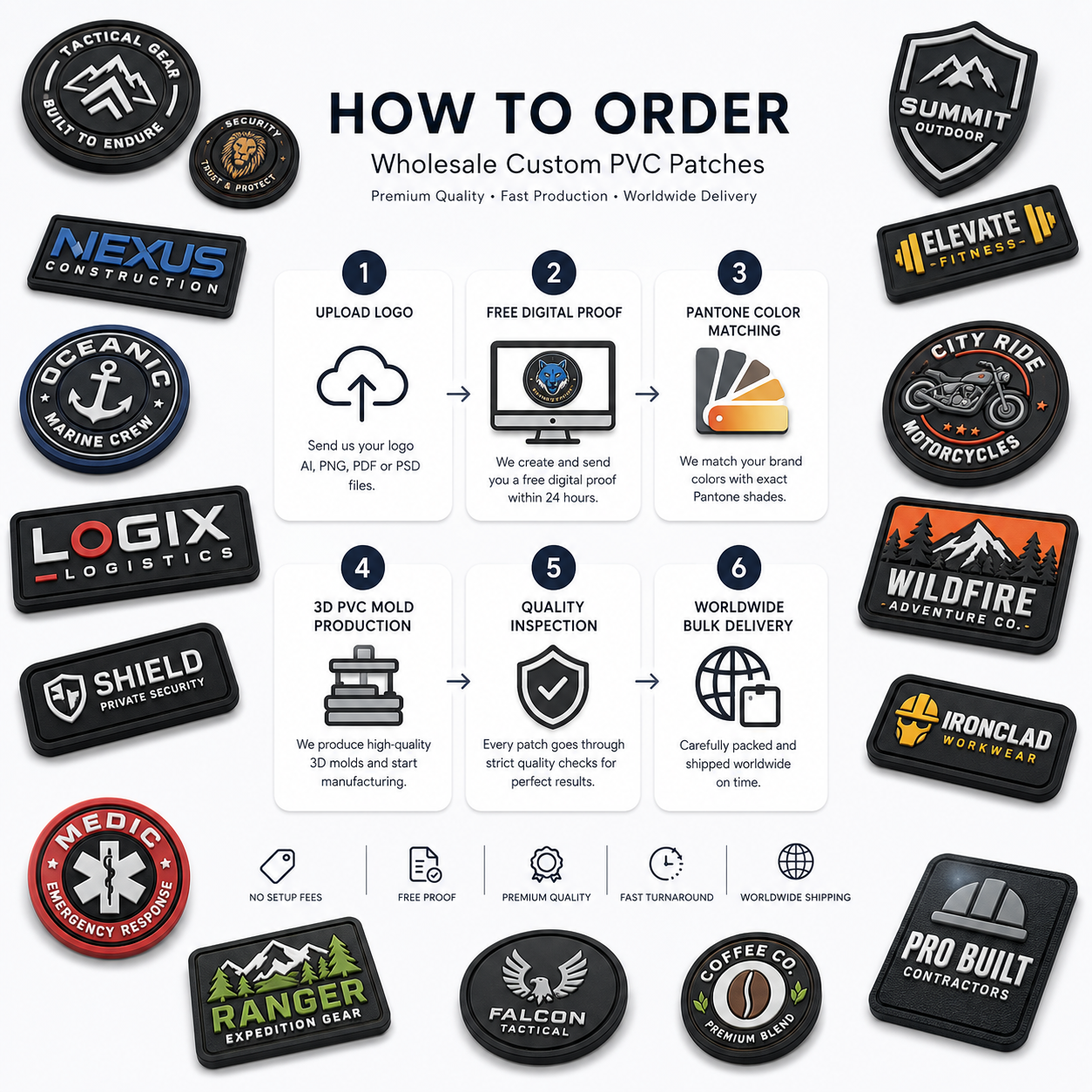 Wholesale Custom PVC Patches | Bulk 3D Rubber Logo Patches for Businesses, Brands & Uniforms