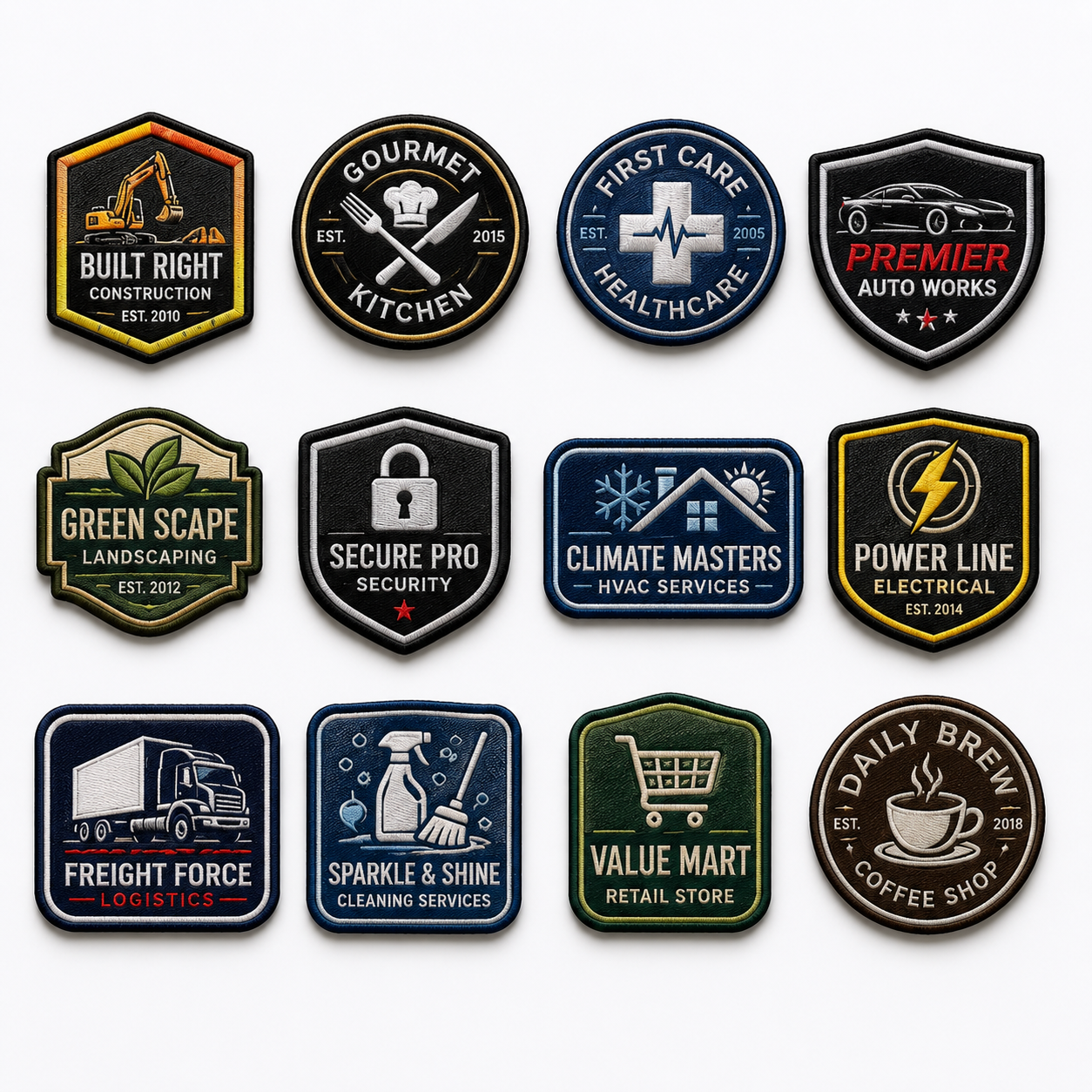 Custom Business Logo Patches | Premium Embroidered Iron-On & Sew-On Patches for Uniforms, Caps, Jackets, Workwear & Apparel