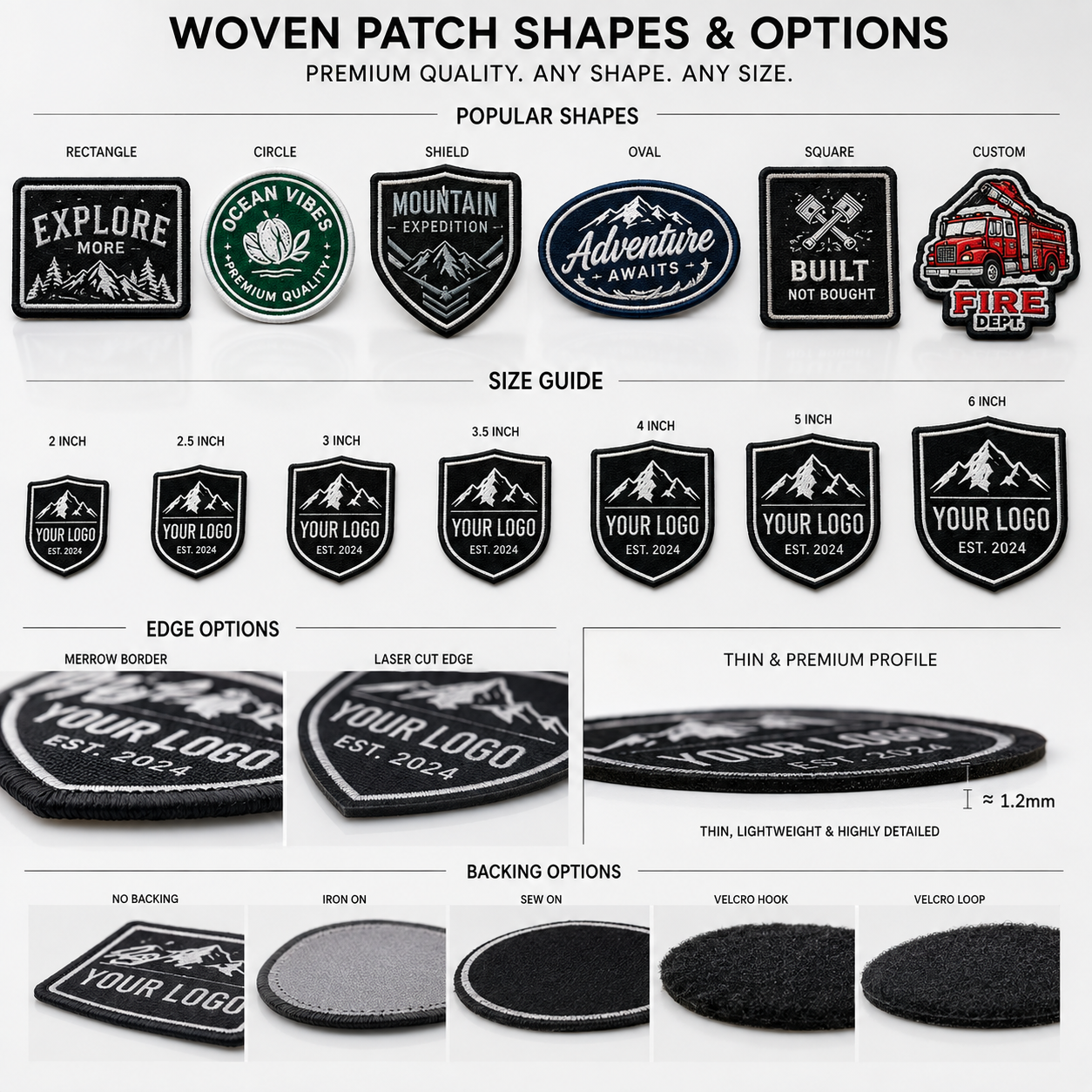 Premium Custom Woven Patches | High-Detail Logo Patches for Clothing Brands, Uniforms & Apparel