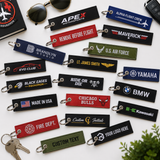 Custom Embroidered Flight Tag Keychains | Personalized Logo, Name & Jet Tag Keychains
