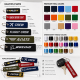 Custom Embroidered Flight Tag Keychains | Personalized Logo, Name & Jet Tag Keychains