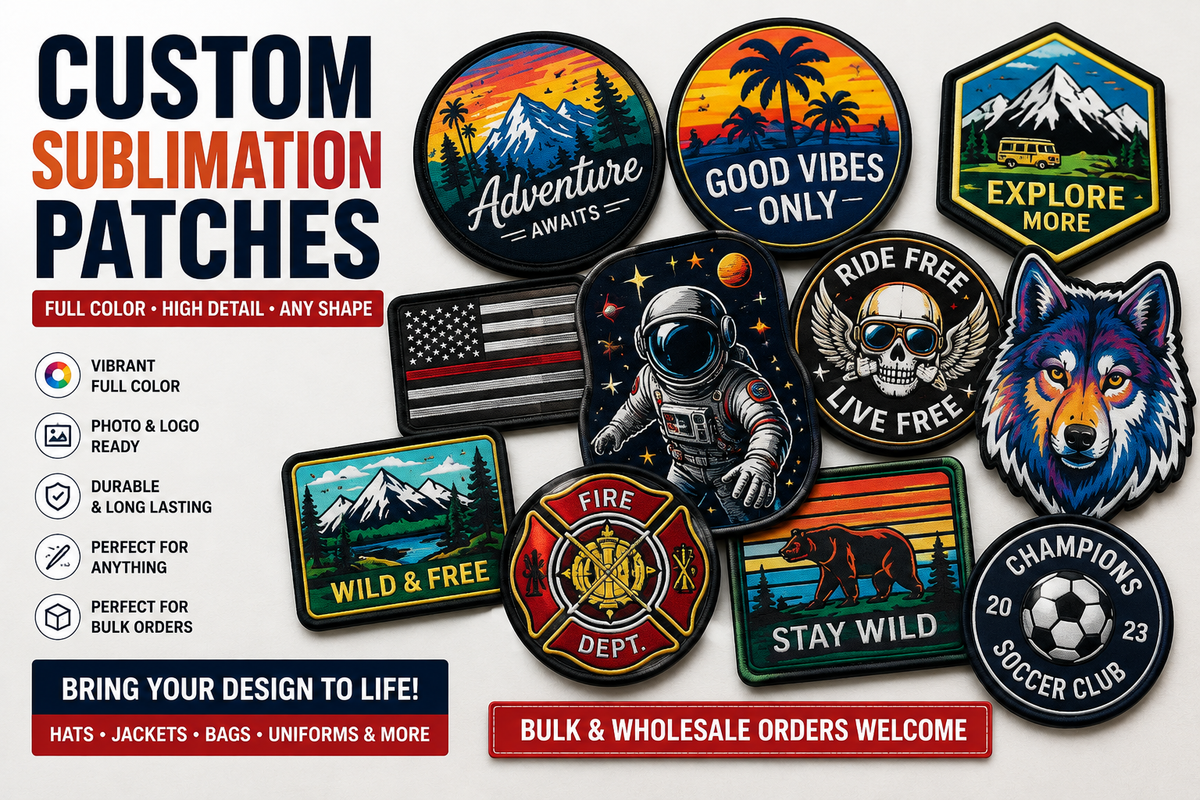 Custom Sublimation Patches – Full Color Logo, Photo & Personalized Patches - Patch Vista