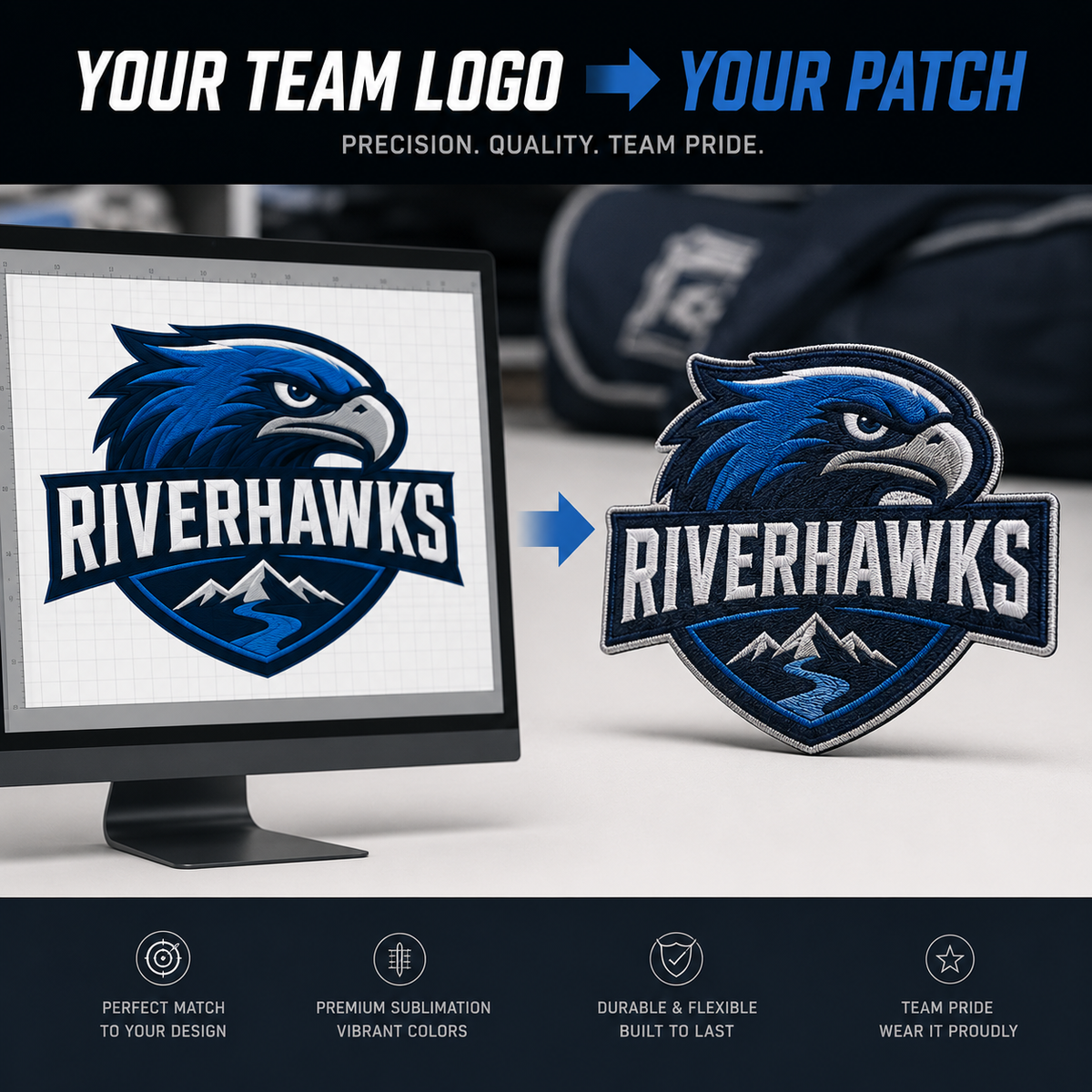 Custom Sports Sublimation Patches – Team Logo, Mascot & Uniform Patches - Patch Vista