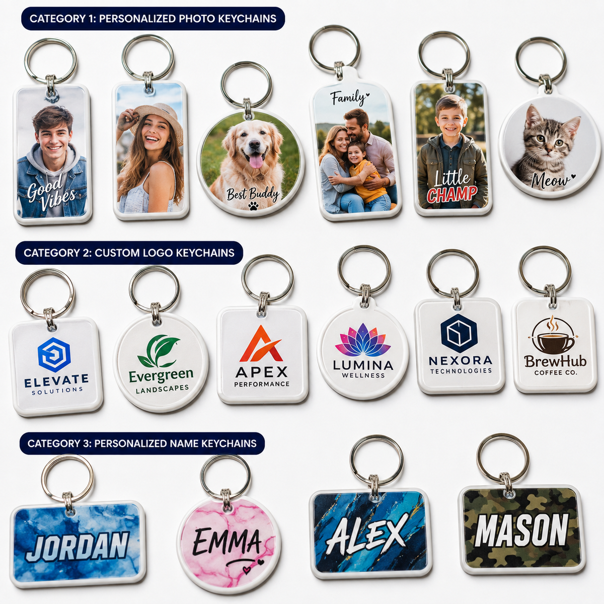 Personalized Sublimation Keychains – Custom Photo, Logo & Name Keychains for Unique Everyday Use - Patch Vista