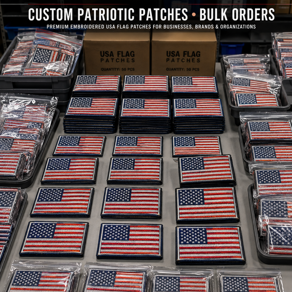 Custom USA Flag Patches | Patriotic Embroidered Iron On Patches for Hats, Jackets & Backpacks - Patch Vista