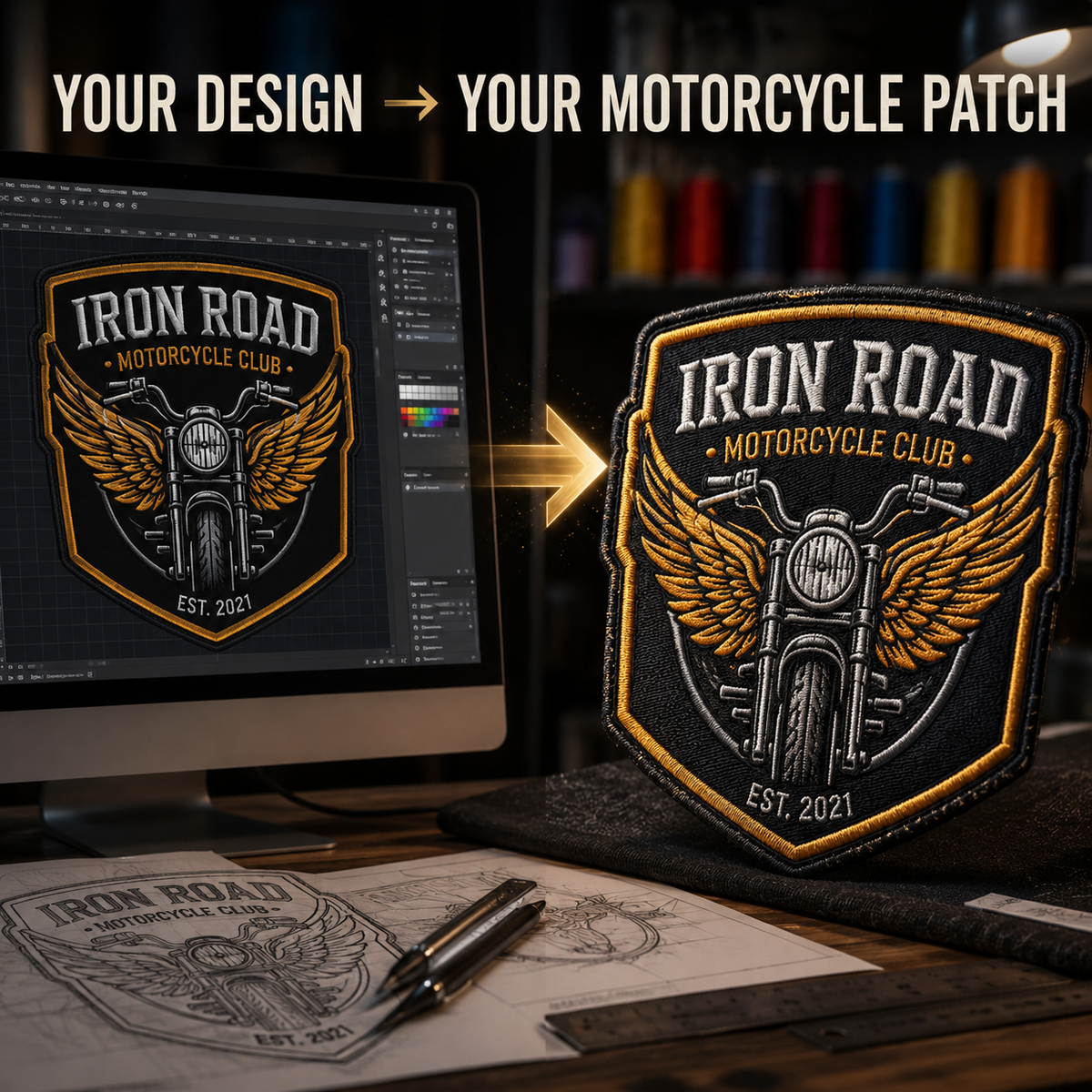 Custom Motorcycle Patches | Embroidered Biker Club Patches for Vests, Jackets & Gear - Patch Vista