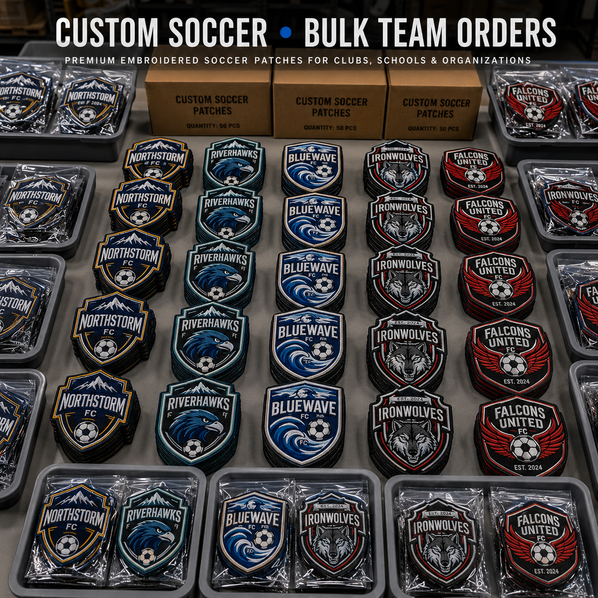 Custom Soccer Patches | Embroidered Football Team Logo Patches for Jerseys, Bags & Jackets - Patch Vista