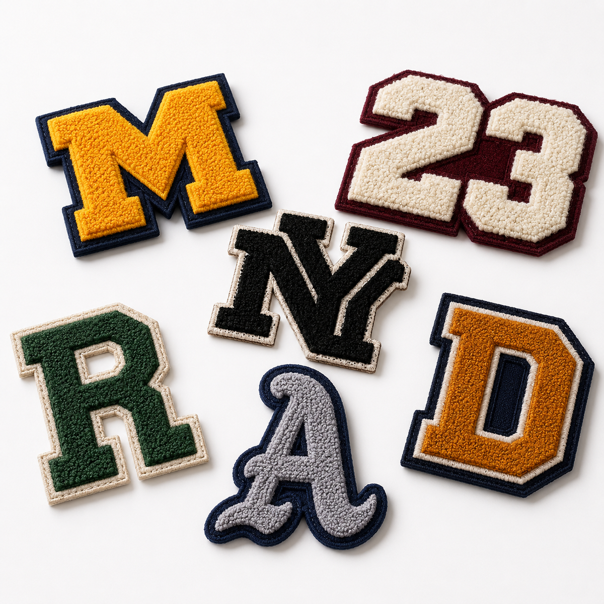 Custom Chenille Patches | Personalized Letter & Logo Varsity Patches | Custom College, School & Team Jacket Patches