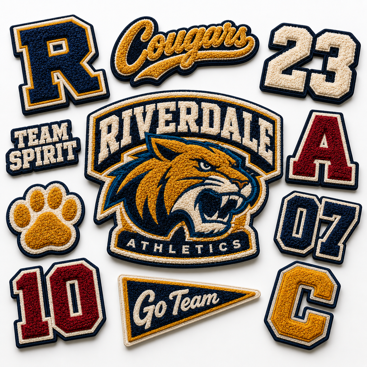 Custom Chenille Logo Patches | Embroidered Varsity Patches for Jackets | Custom School, College & Team Patches