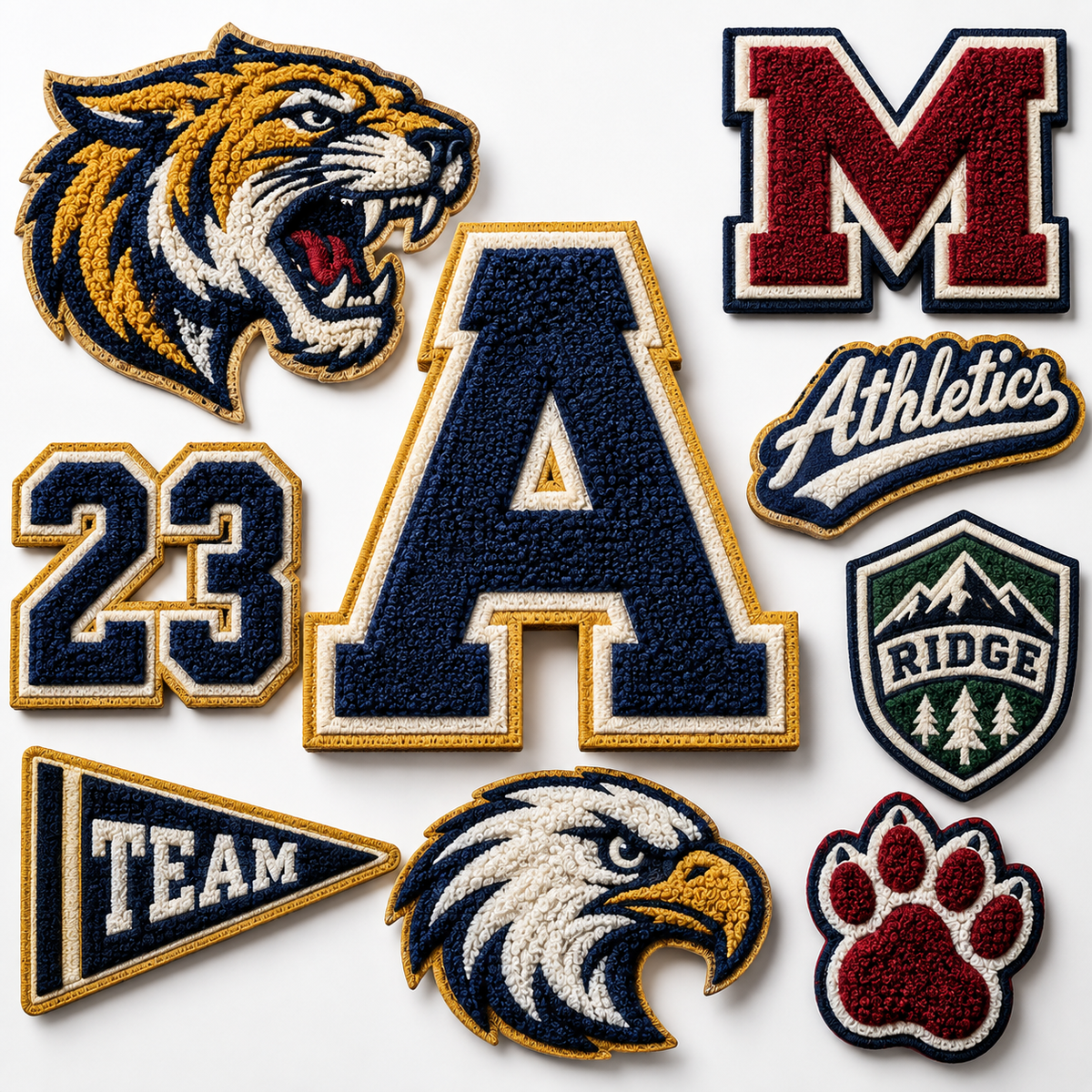 Custom Chenille Logo Patches | Embroidered Varsity Patches for Jackets | Custom School, College & Team Patches