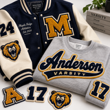 Custom Chenille Name Patches | Personalized Varsity Jacket Patches | Custom Letterman, School & Team Name Patches