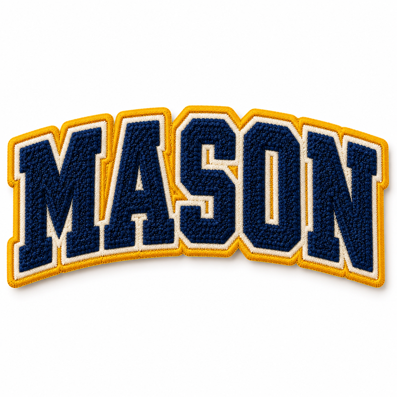 Custom Chenille Name Patches | Personalized Varsity Jacket Patches | Custom Letterman, School & Team Name Patches
