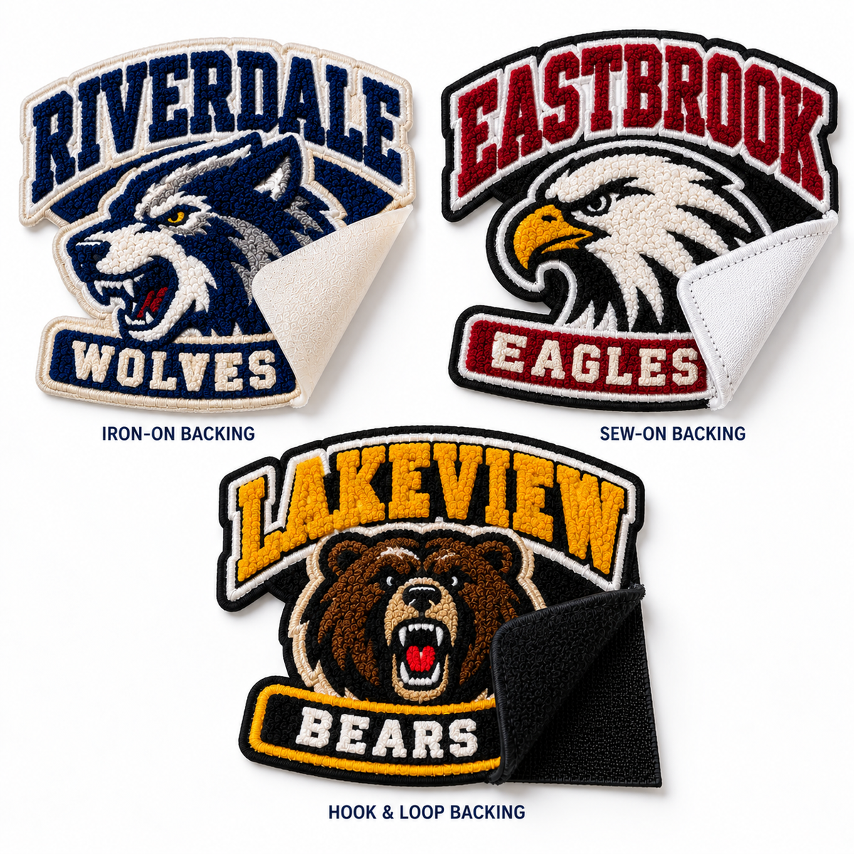 Custom Chenille Team Patches | Varsity Sports & School Logo Patches | Personalized Chenille Team Patches