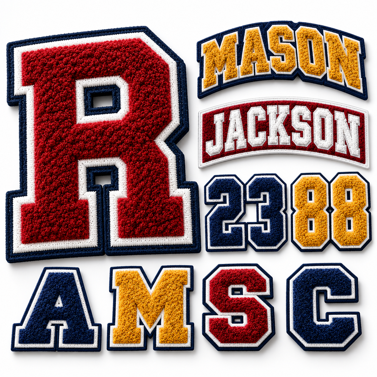 Custom Chenille Varsity Patches | Letter, Number, Name & Logo Patches | Personalized Letterman Jacket Patches