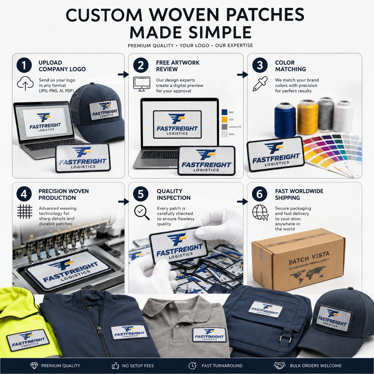 Uniform Woven Patches for Logistics Companies | Custom High-Detail Logo Patches for Workwear