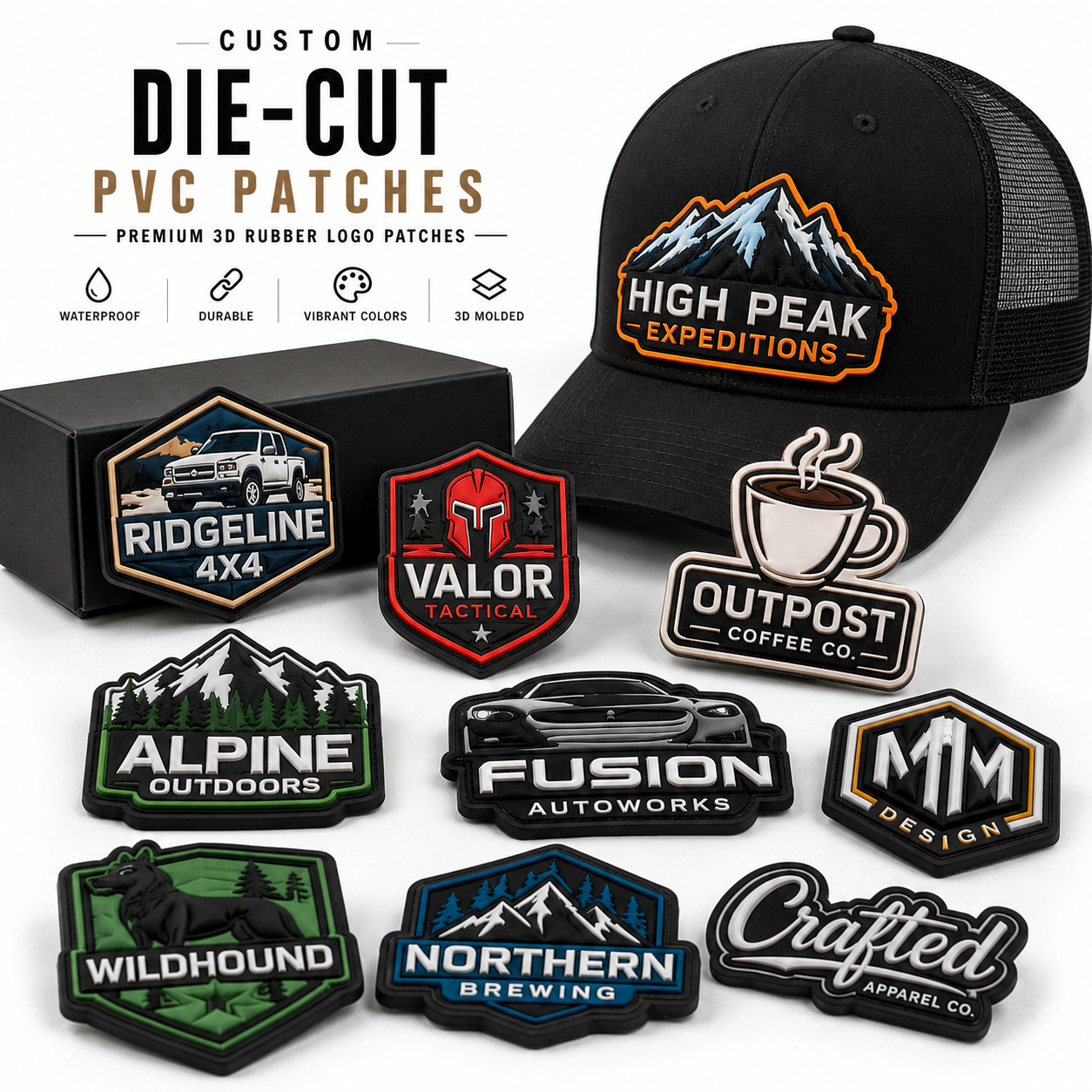 Custom Die-Cut PVC Patches | Premium 3D Rubber Logo Patches in Any Custom Shape