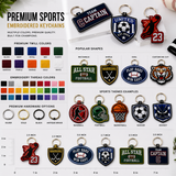 Sports Team Embroidered Keychains | Custom Team Logo, Mascot & Player Name Keychains